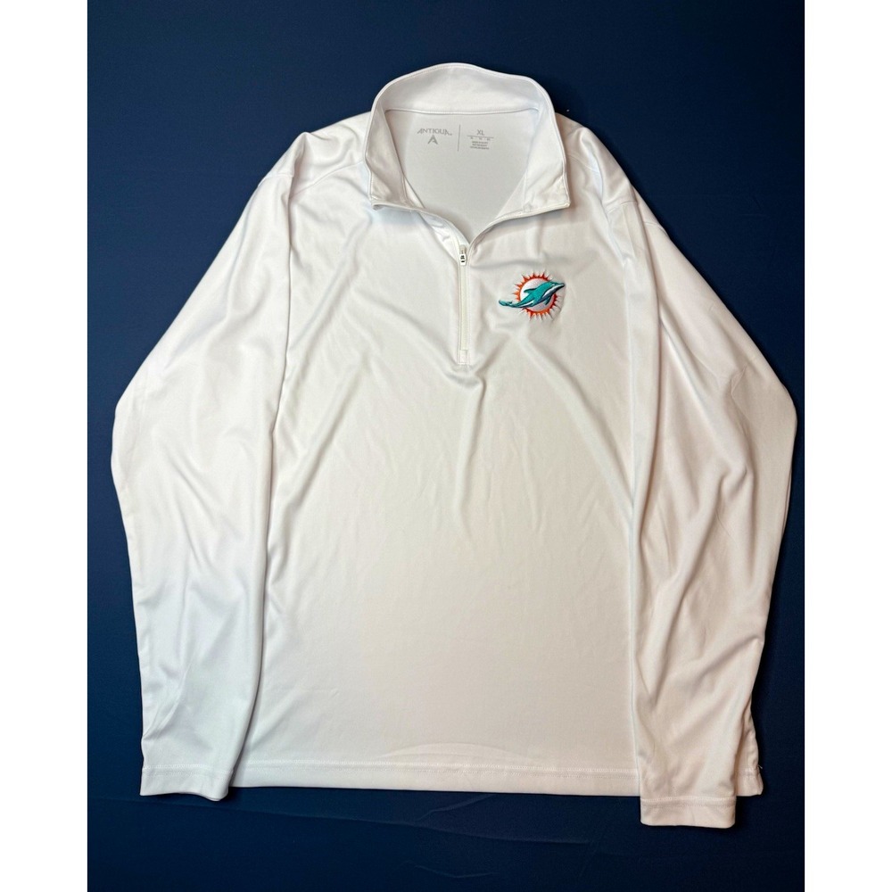 Antigua Miami Dolphins 1/4 Zip Mock Neck Polyester Pullover Shirt XL